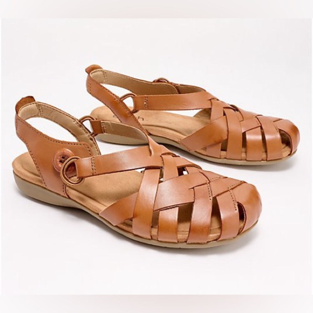 Earth Belita Brown Leather Fisherman Sandals Size 8 1/2 - Picture 2 of 16